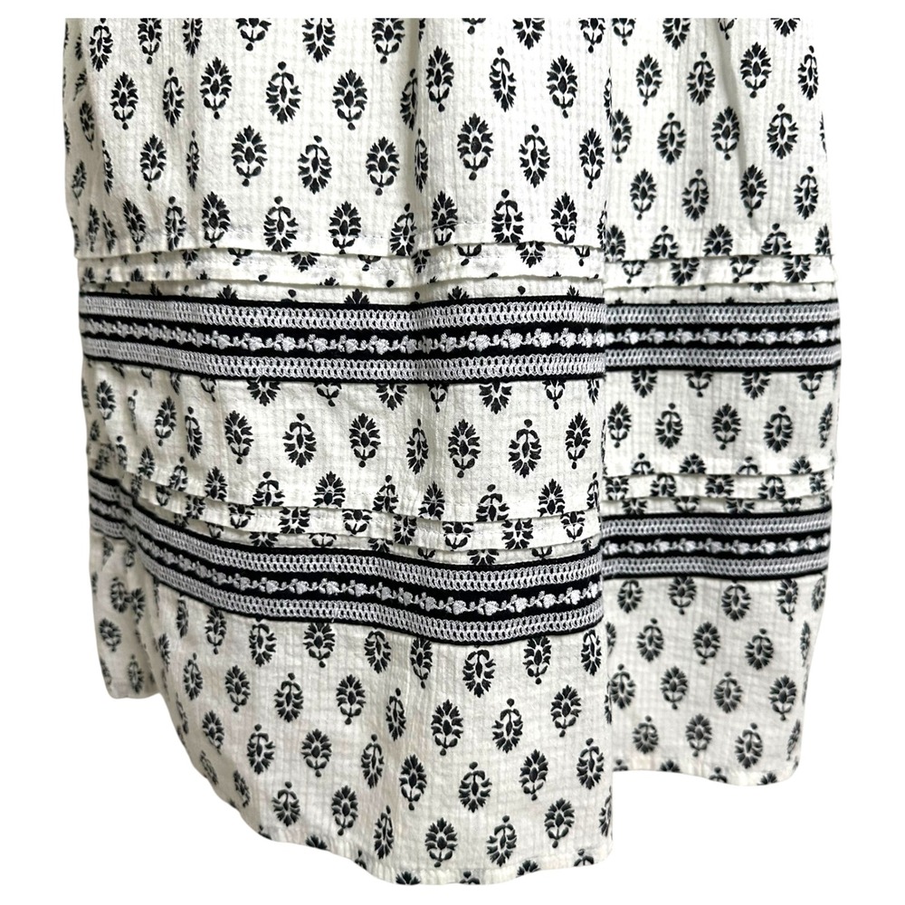 Pure Jill Sleeveless Printed Midi Dress‎ Small Relaxed Flowy Boho Black White - Picture 11 of 13